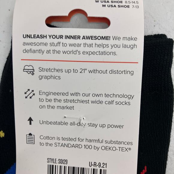 Sock It To Me Black NASA Space Planets Solar System Wide Calf Knee High Socks - Picture 9 of 10